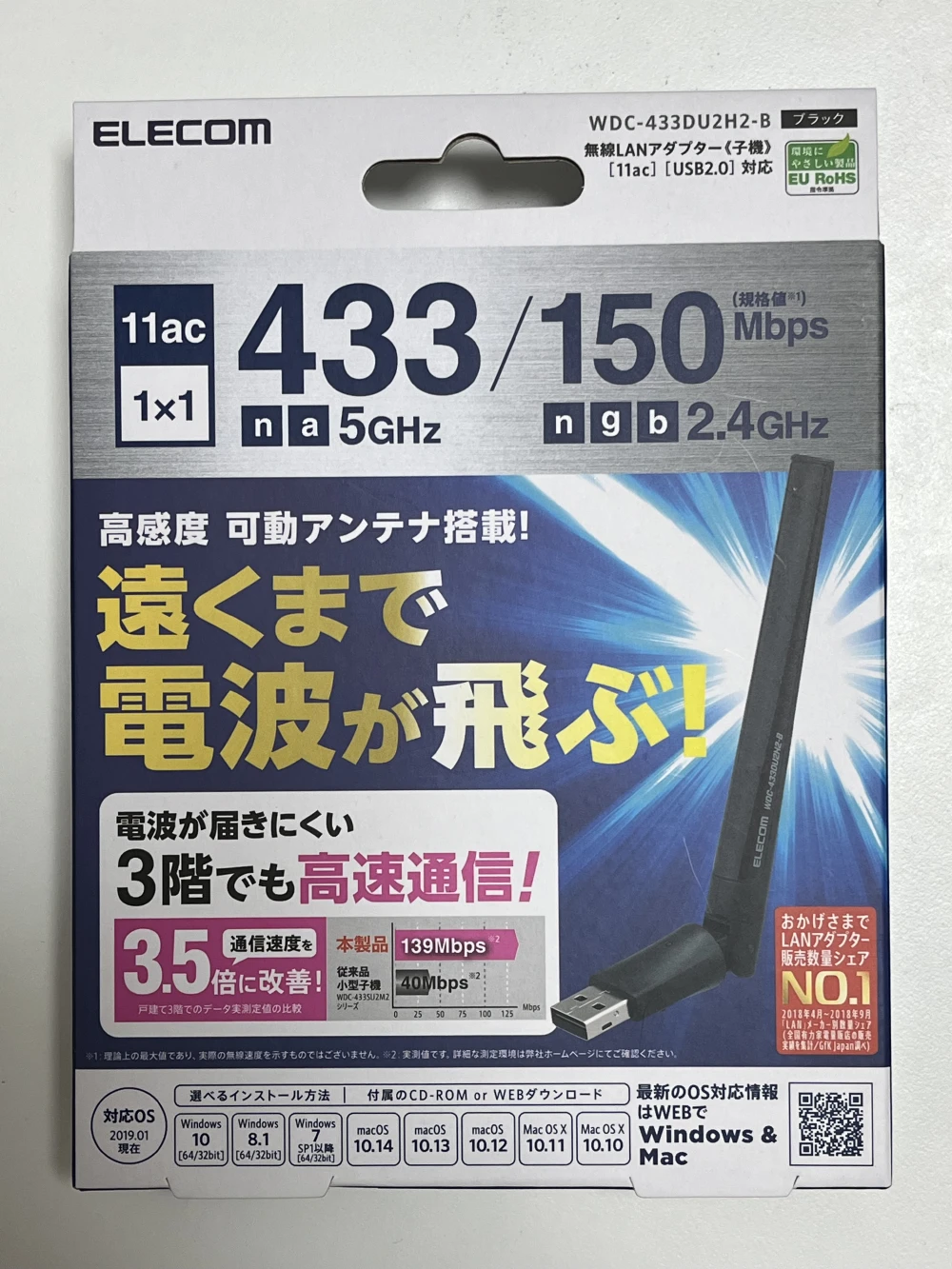 ELECOM製WDC-433DU2H2 無線LAN子機